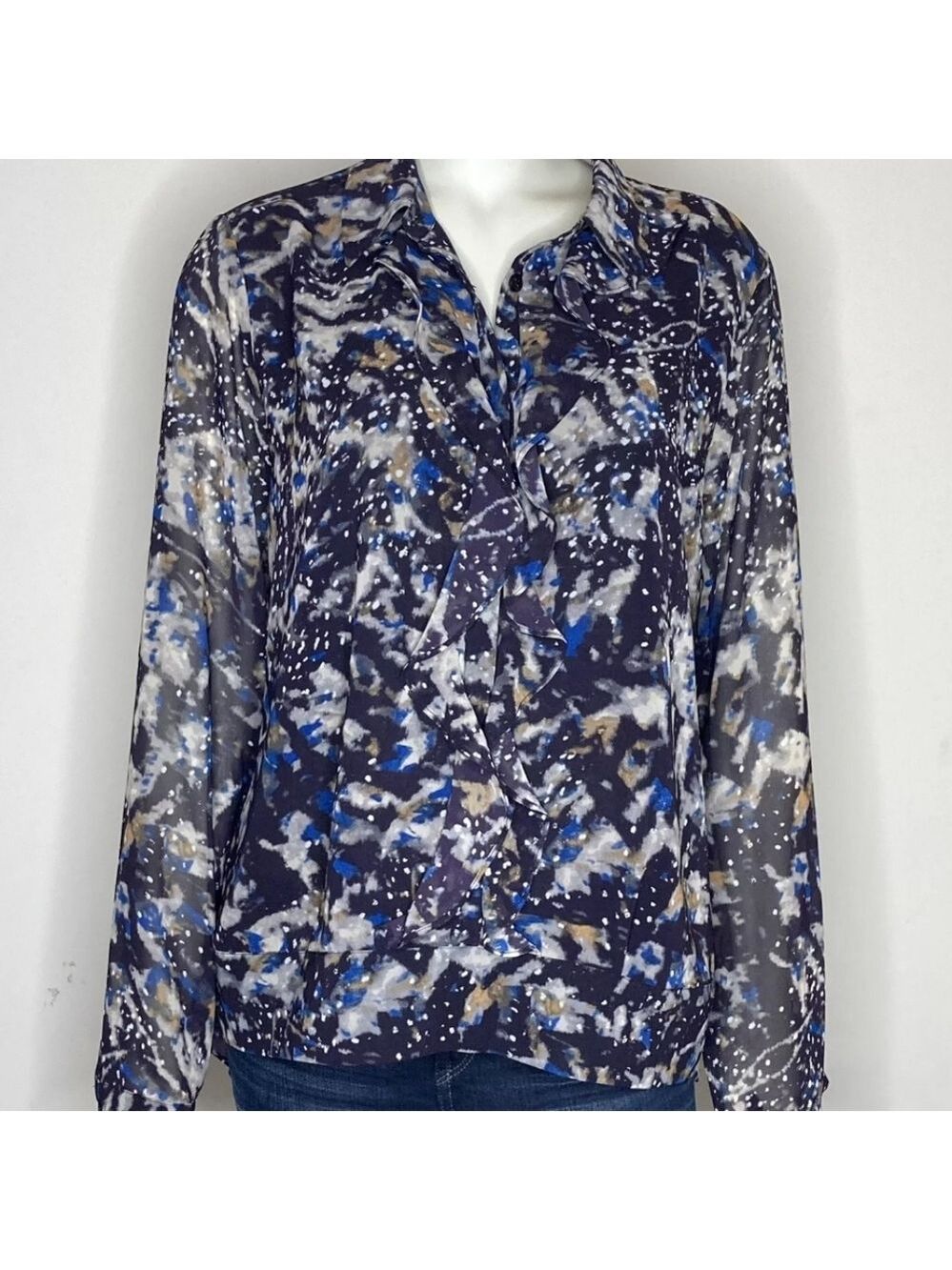 Cabi starry night ruffle chiffon blouse - Picture 2 of 10